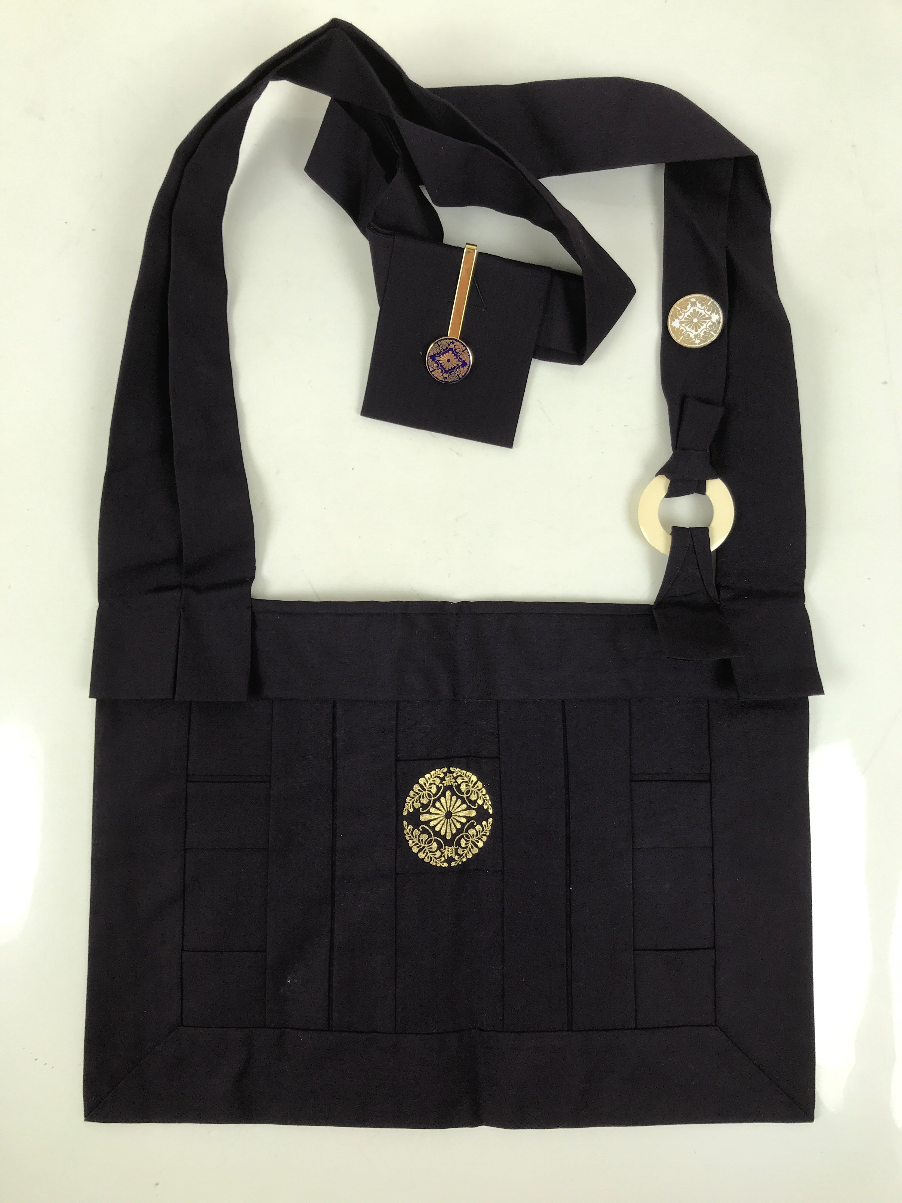 Japanese Buddhist Costume Surplice Vtg Apron Purple Rakusu Kesa Handmade BA695