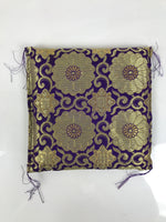 Japanese Buddhist Decorative Fabric Pillow Vtg Purple Gold Chrysanthemum BA879