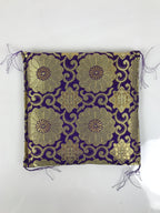 Japanese Buddhist Decorative Fabric Pillow Vtg Purple Gold Chrysanthemum BA879