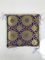 Japanese Buddhist Decorative Fabric Pillow Vtg Purple Gold Chrysanthemum BA879