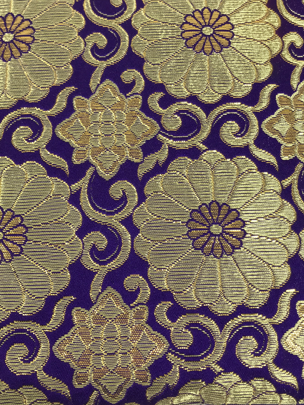 Japanese Buddhist Decorative Fabric Pillow Vtg Purple Gold Chrysanthemum BA879