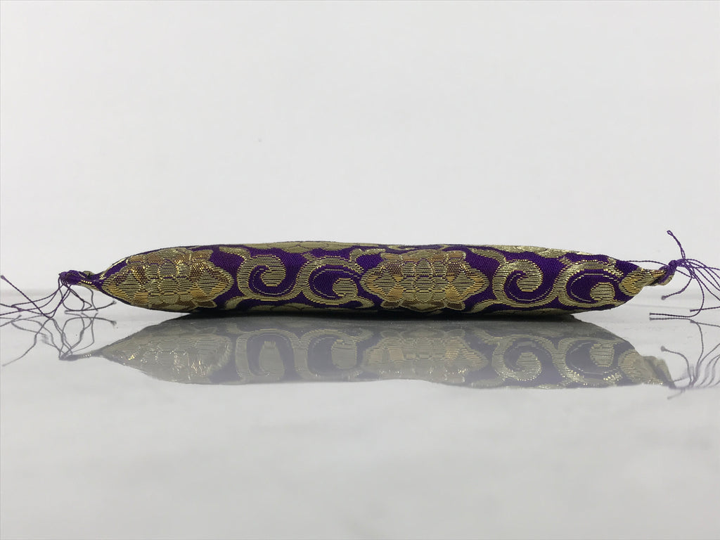 Japanese Buddhist Decorative Fabric Pillow Vtg Purple Gold Chrysanthemum BA879