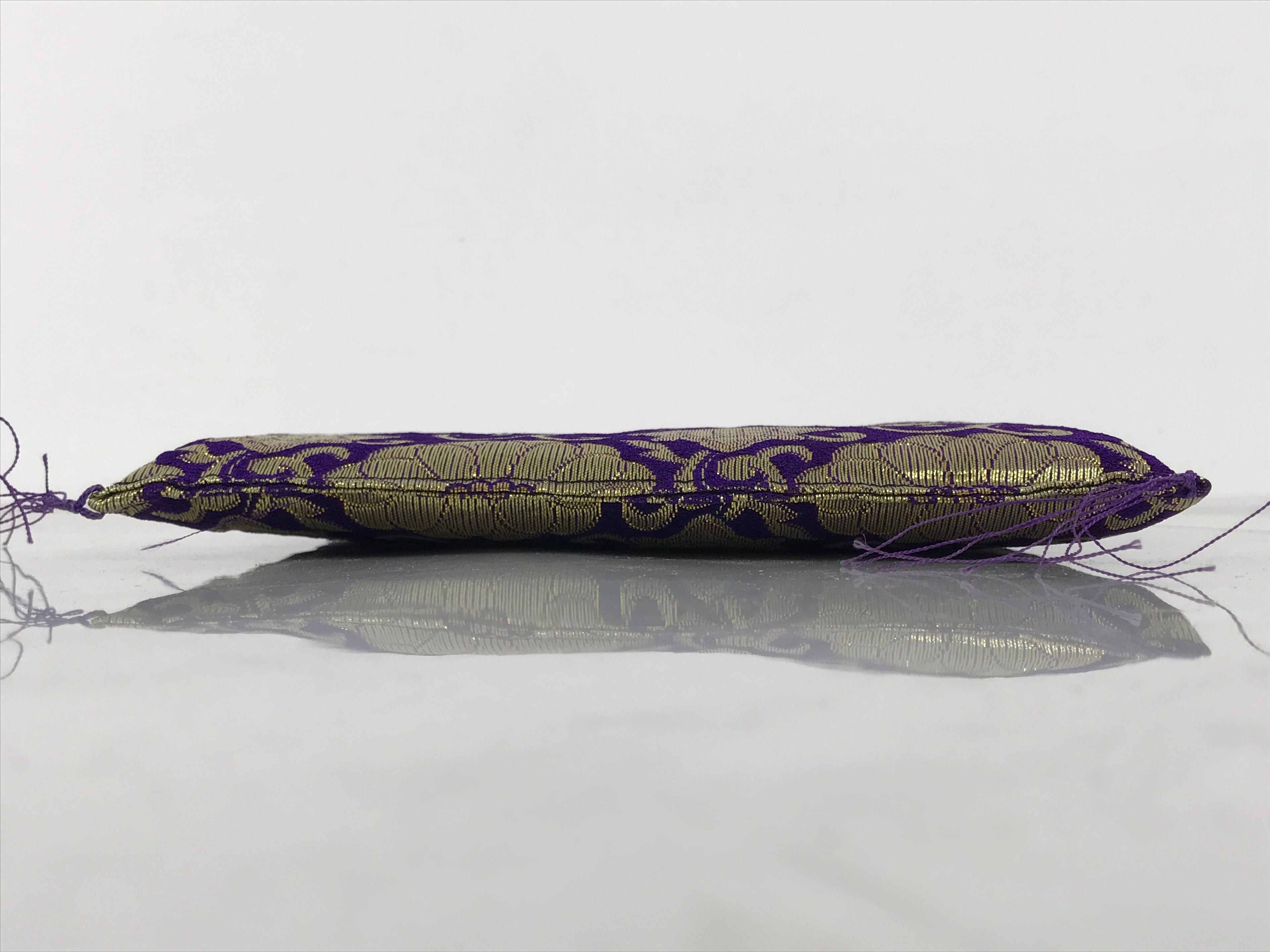 Japanese Buddhist Decorative Fabric Pillow Vtg Purple Gold Chrysanthemum BA879
