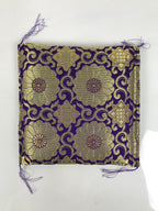 Japanese Buddhist Decorative Fabric Pillow Vtg Purple Gold Chrysanthemum BA880