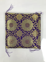 Japanese Buddhist Decorative Fabric Pillow Vtg Purple Gold Chrysanthemum BA880
