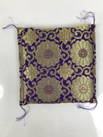 Japanese Buddhist Decorative Fabric Pillow Vtg Purple Gold Chrysanthemum BA880