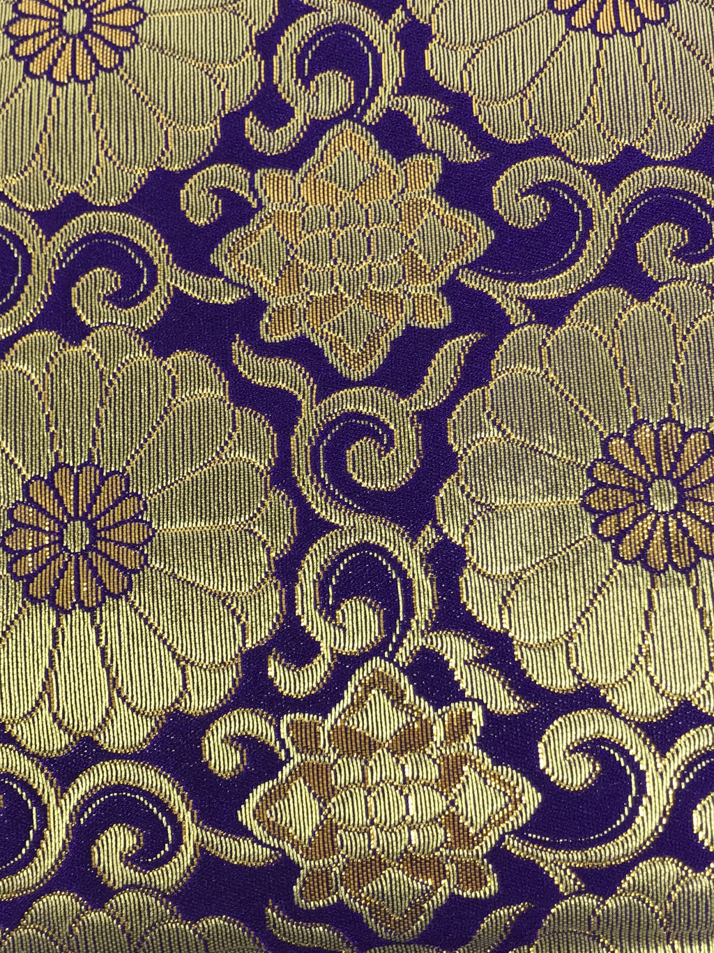 Japanese Buddhist Decorative Fabric Pillow Vtg Purple Gold Chrysanthemum BA880
