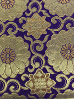 Japanese Buddhist Decorative Fabric Pillow Vtg Purple Gold Chrysanthemum BA880