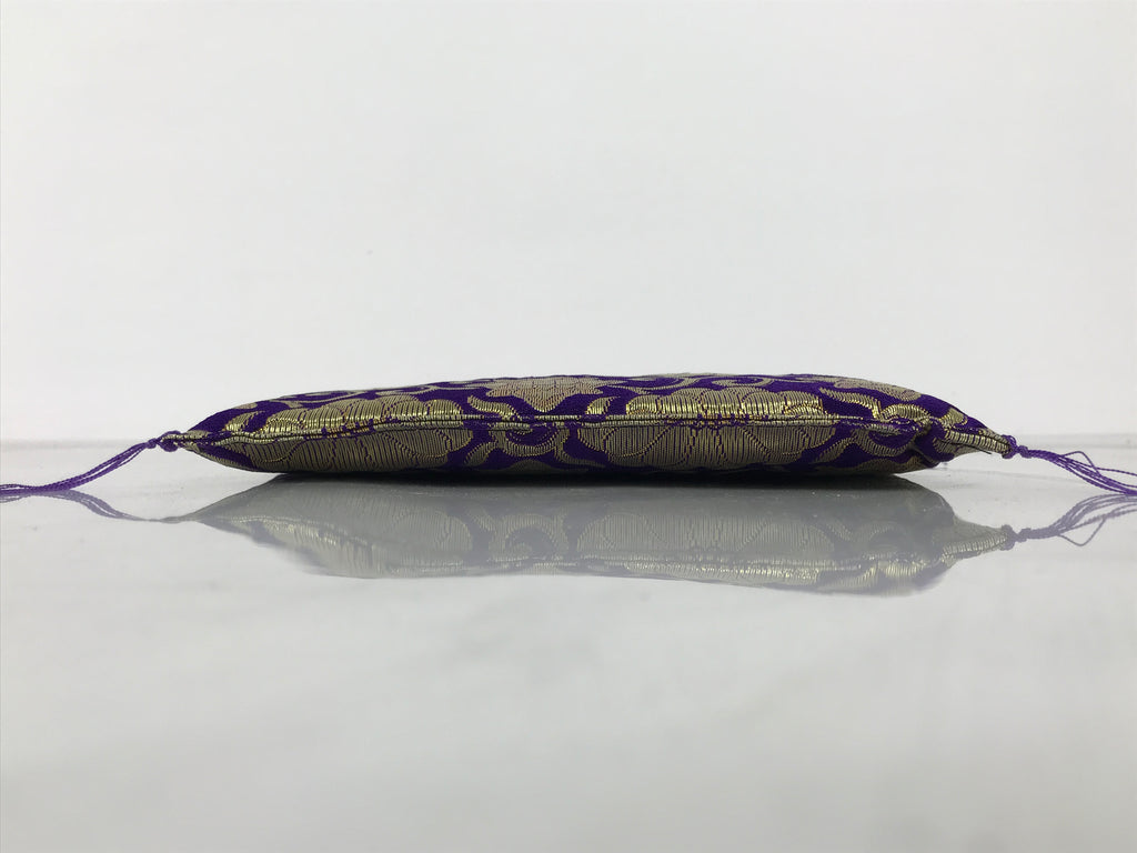 Japanese Buddhist Decorative Fabric Pillow Vtg Purple Gold Chrysanthemum BA880