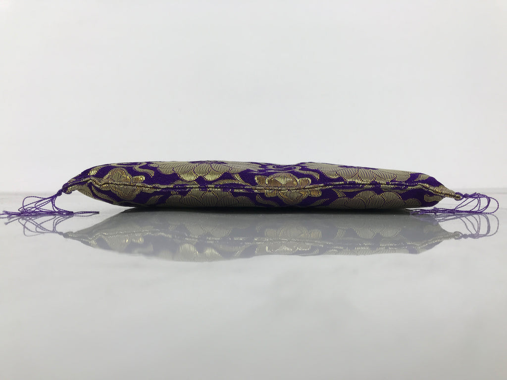 Japanese Buddhist Decorative Fabric Pillow Vtg Purple Gold Chrysanthemum BA880