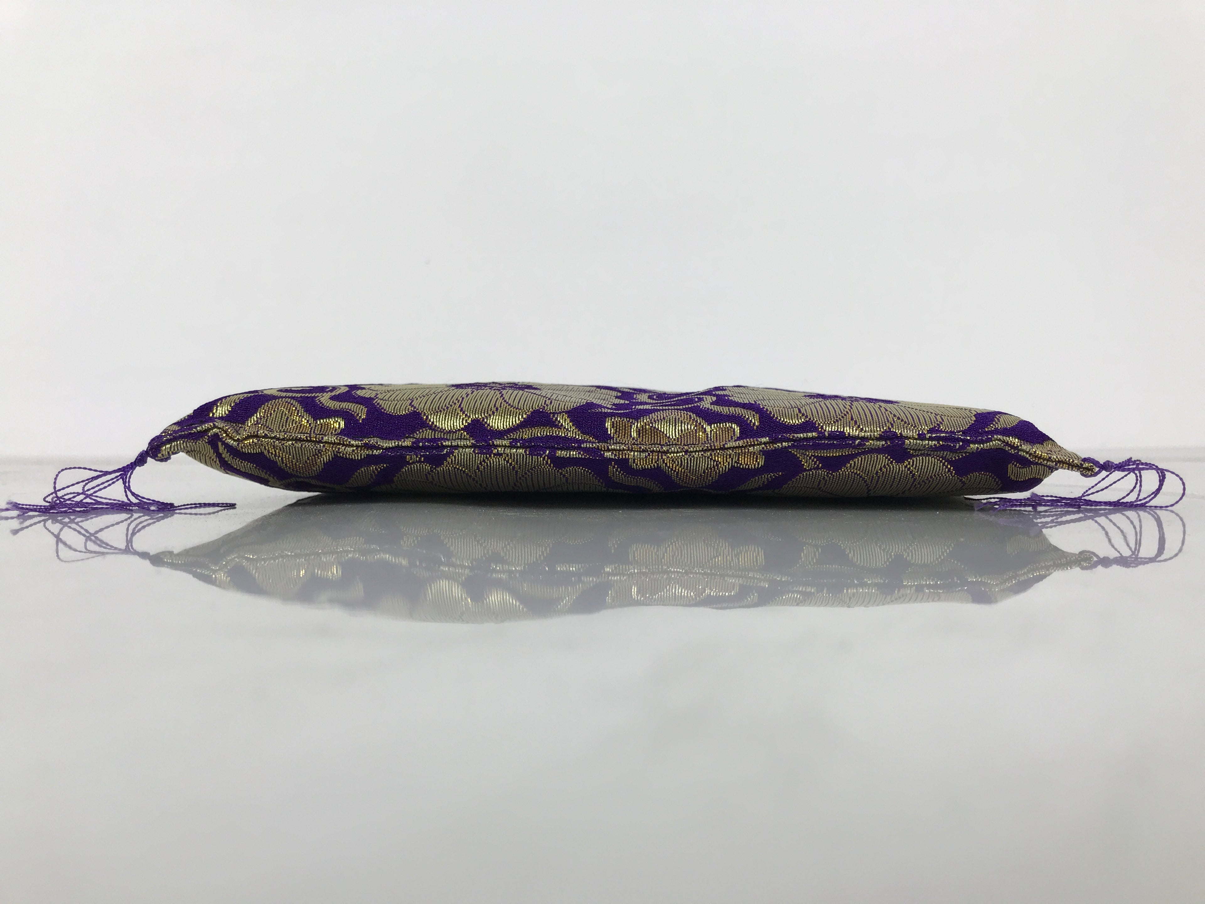 Japanese Buddhist Decorative Fabric Pillow Vtg Purple Gold Chrysanthemum BA880
