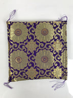 Japanese Buddhist Decorative Fabric Pillow Vtg Purple Gold Chrysanthemum BA882