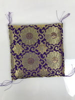 Japanese Buddhist Decorative Fabric Pillow Vtg Purple Gold Chrysanthemum BA882