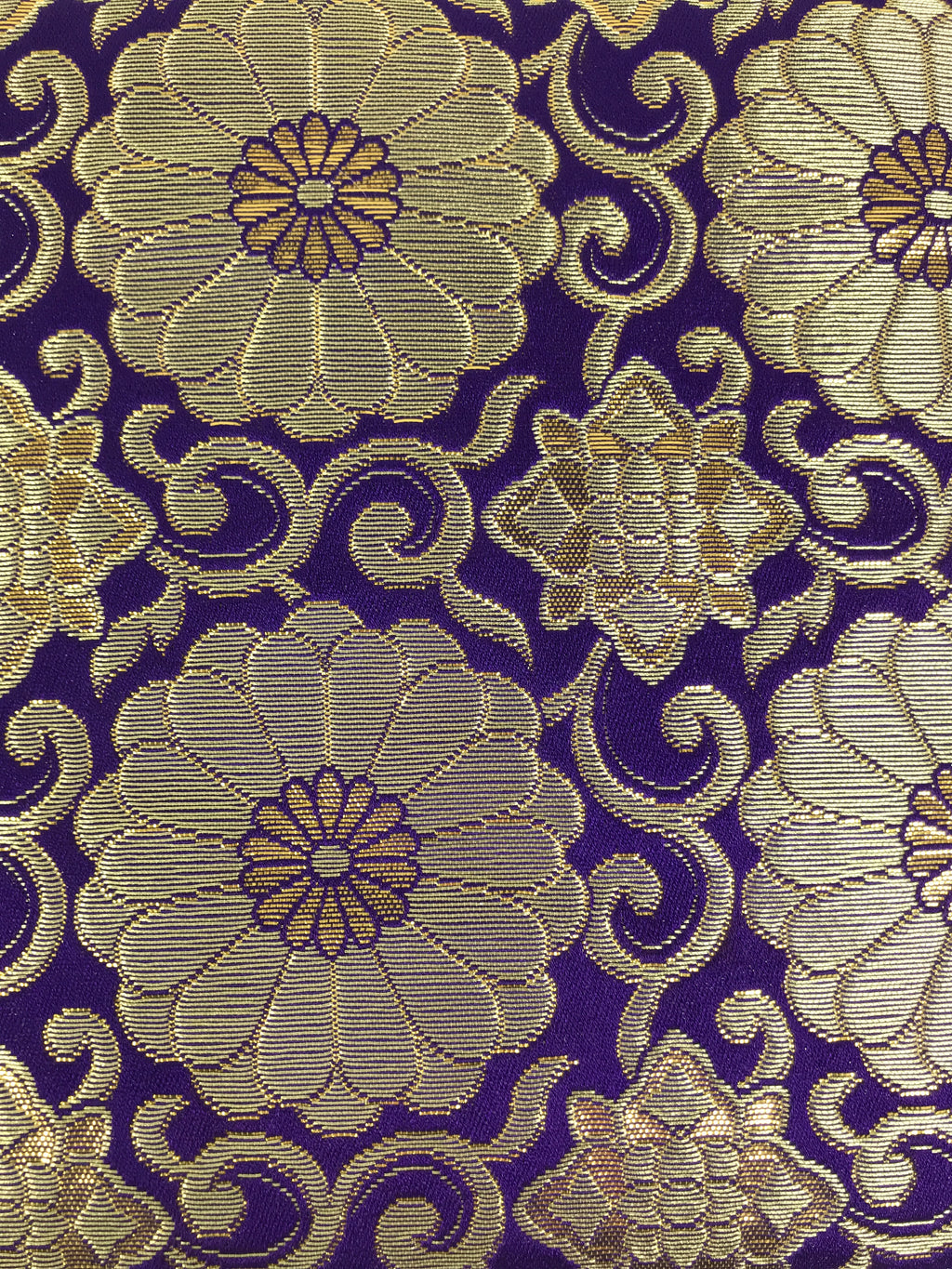 Japanese Buddhist Decorative Fabric Pillow Vtg Purple Gold Chrysanthemum BA882