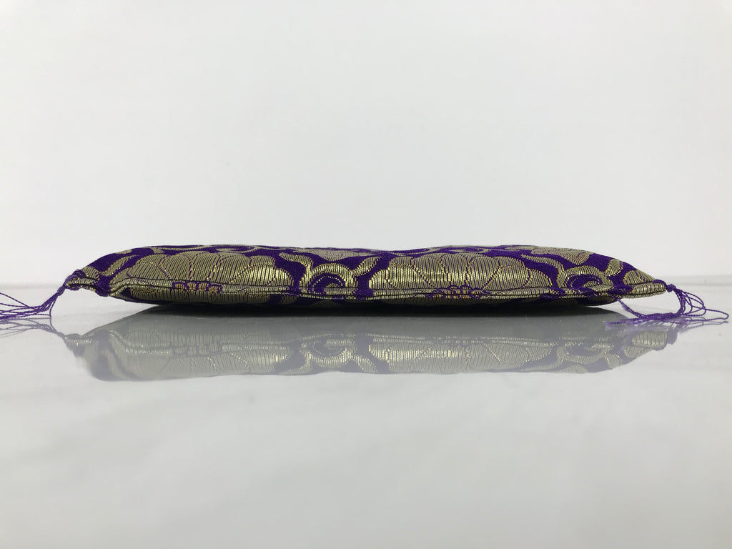 Japanese Buddhist Decorative Fabric Pillow Vtg Purple Gold Chrysanthemum BA882