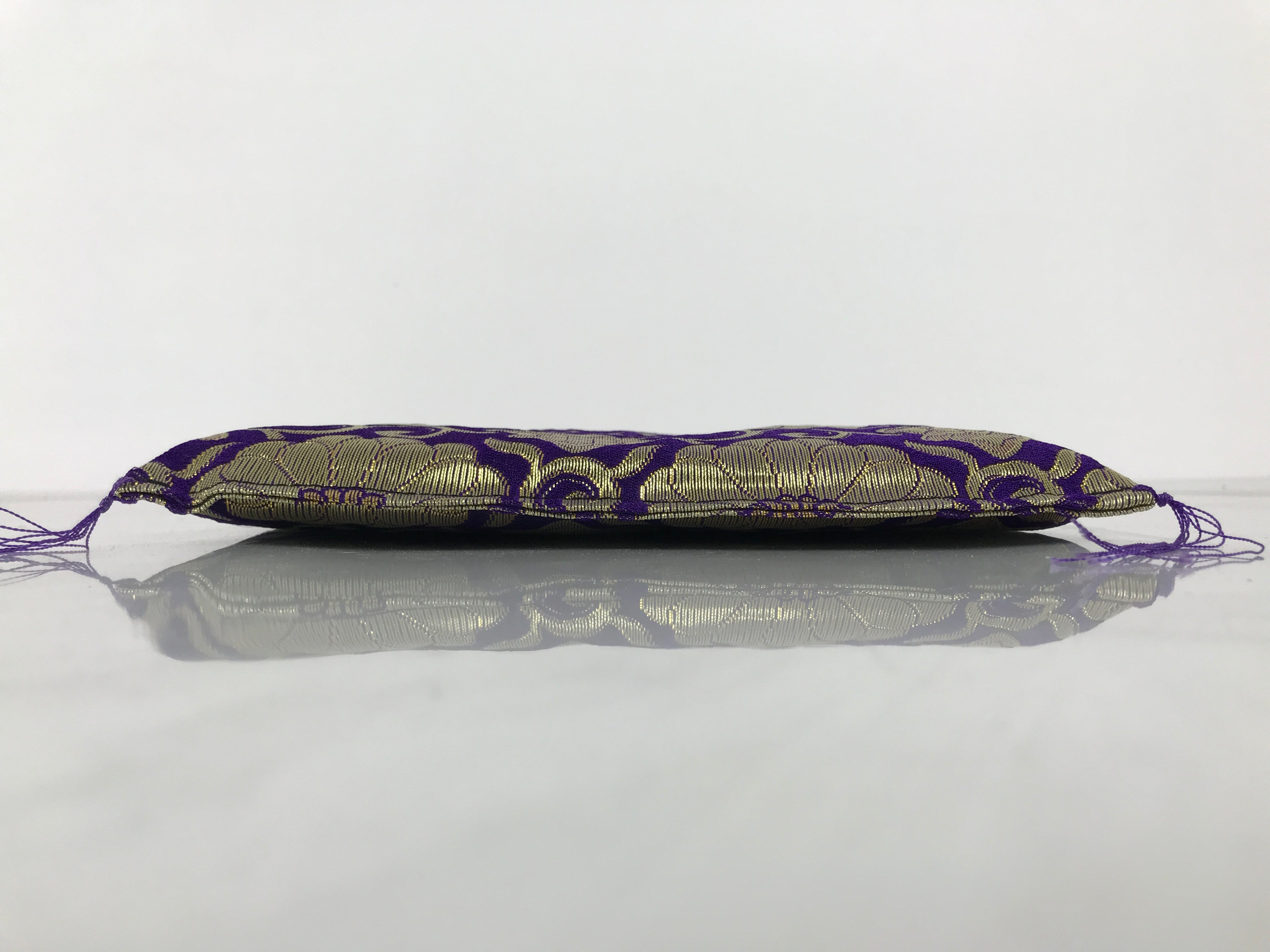 Japanese Buddhist Decorative Fabric Pillow Vtg Purple Gold Chrysanthemum BA882