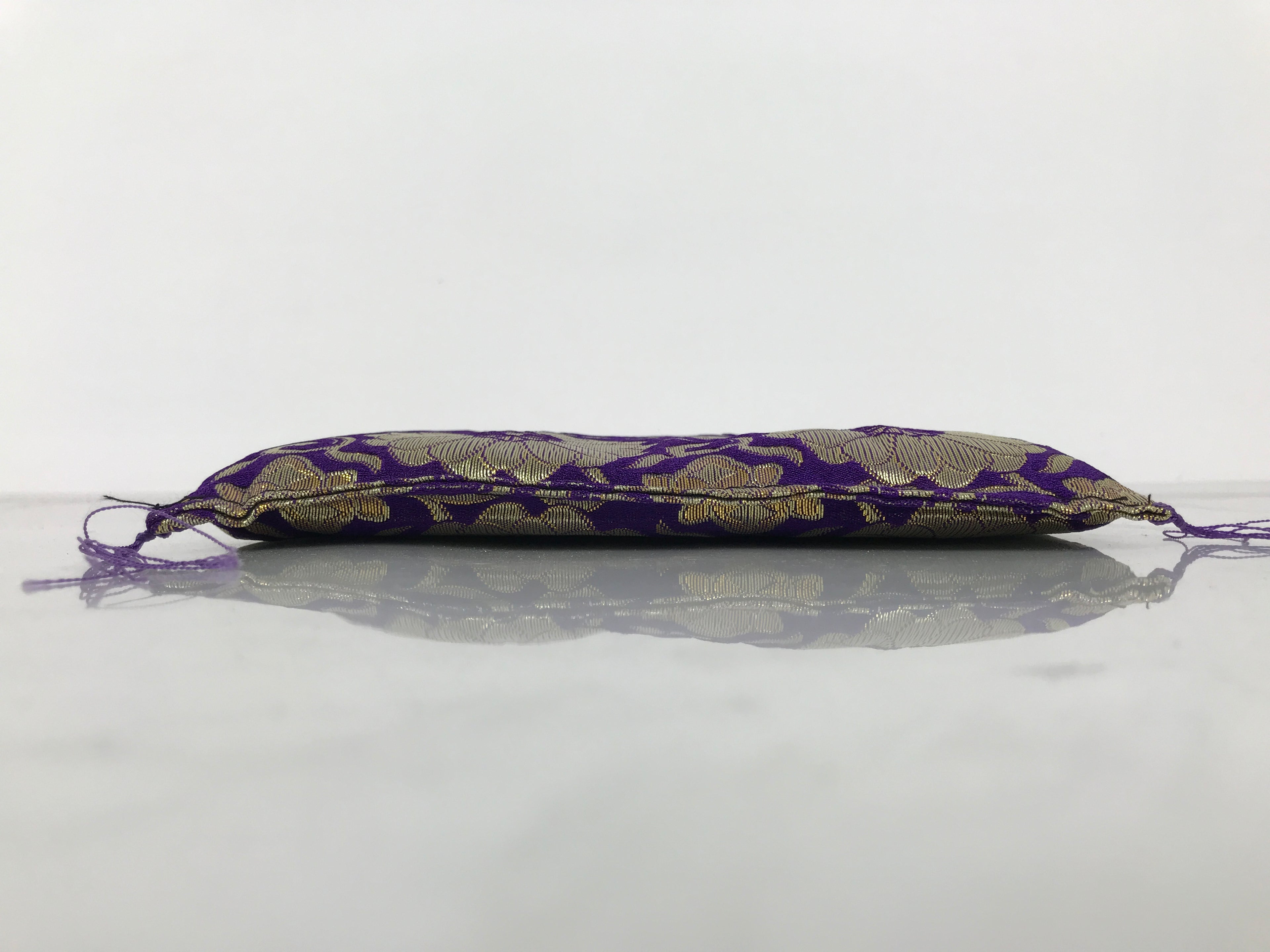 Japanese Buddhist Decorative Fabric Pillow Vtg Purple Gold Chrysanthemum BA882
