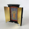 Japanese Buddhist Icon Lacquer Mini Altar Vtg Black Gold Hongwanji BA118