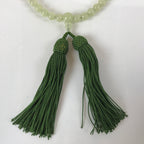 Japanese Buddhist Juzu Prayer Bracelet Vtg Rosary Agate Stone Green Tassel JZ148