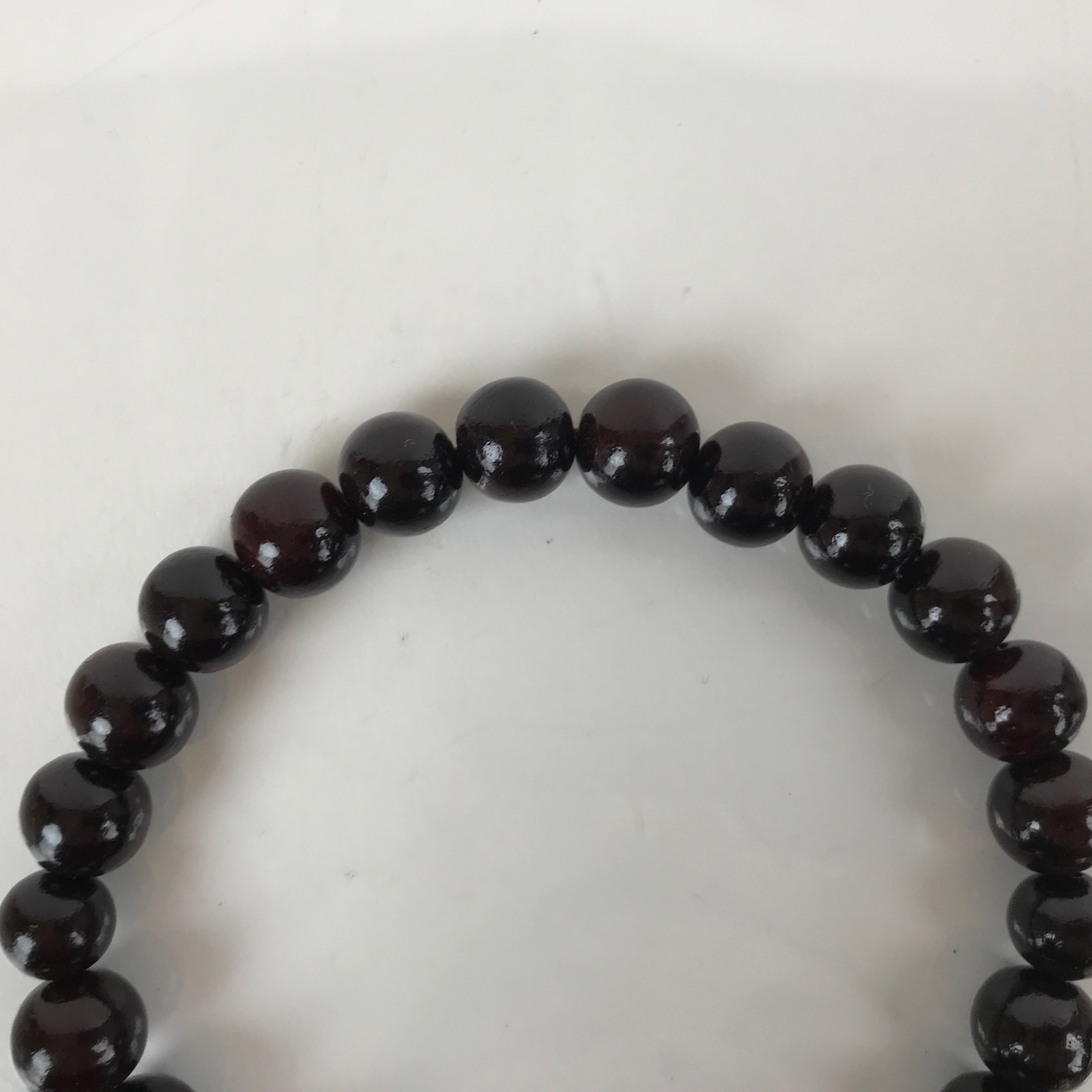 Japanese Buddhist Juzu Prayer Bracelet Vtg Rosary Wooden Bead Brown Tassel JZ146