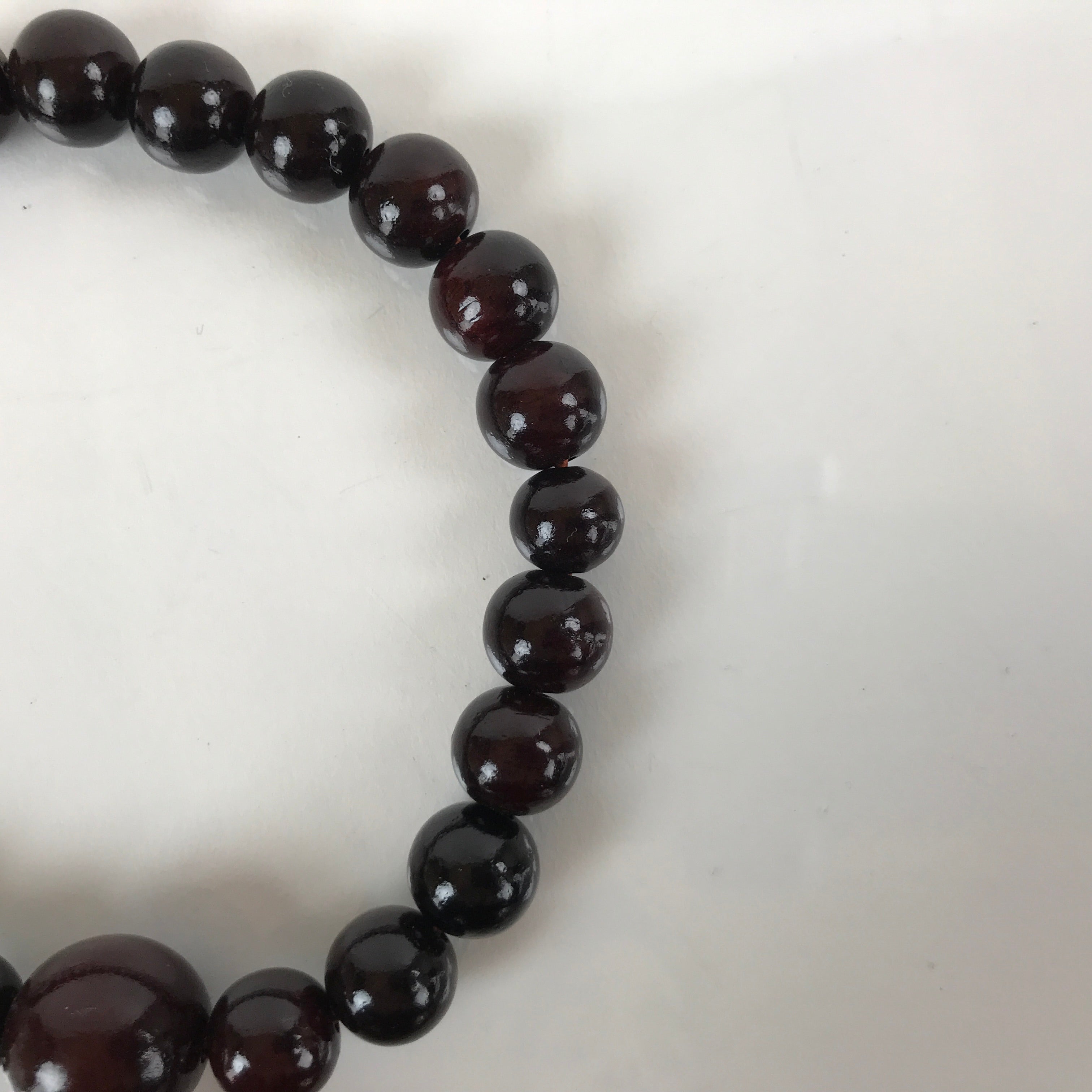Japanese Buddhist Juzu Prayer Bracelet Vtg Rosary Wooden Bead Brown Tassel JZ146