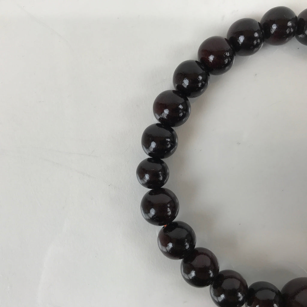 Japanese Buddhist Juzu Prayer Bracelet Vtg Rosary Wooden Bead Brown Tassel JZ146