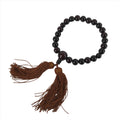Japanese Buddhist Juzu Prayer Bracelet Vtg Rosary Wooden Bead Brown Tassel JZ146