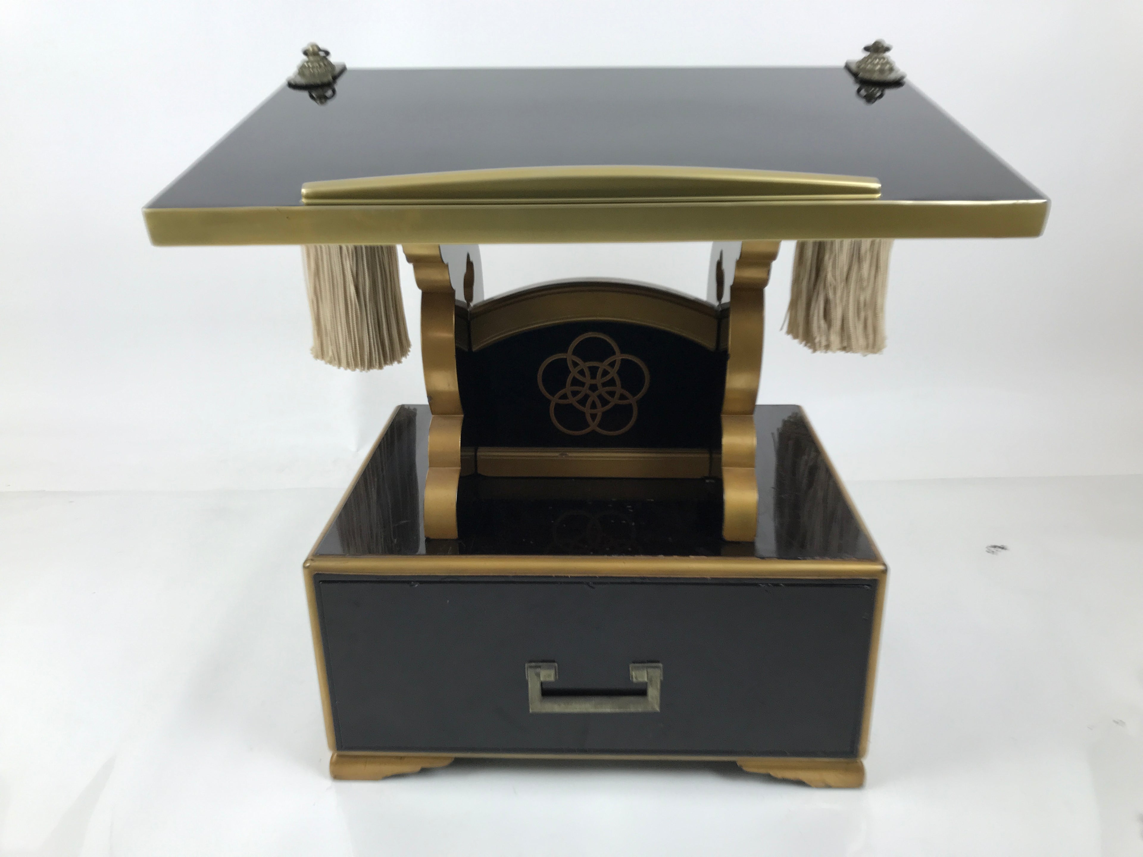 Japanese Buddhist Lacquered Hedai Shokendai Sutra Book Reading Stand Makie BA721