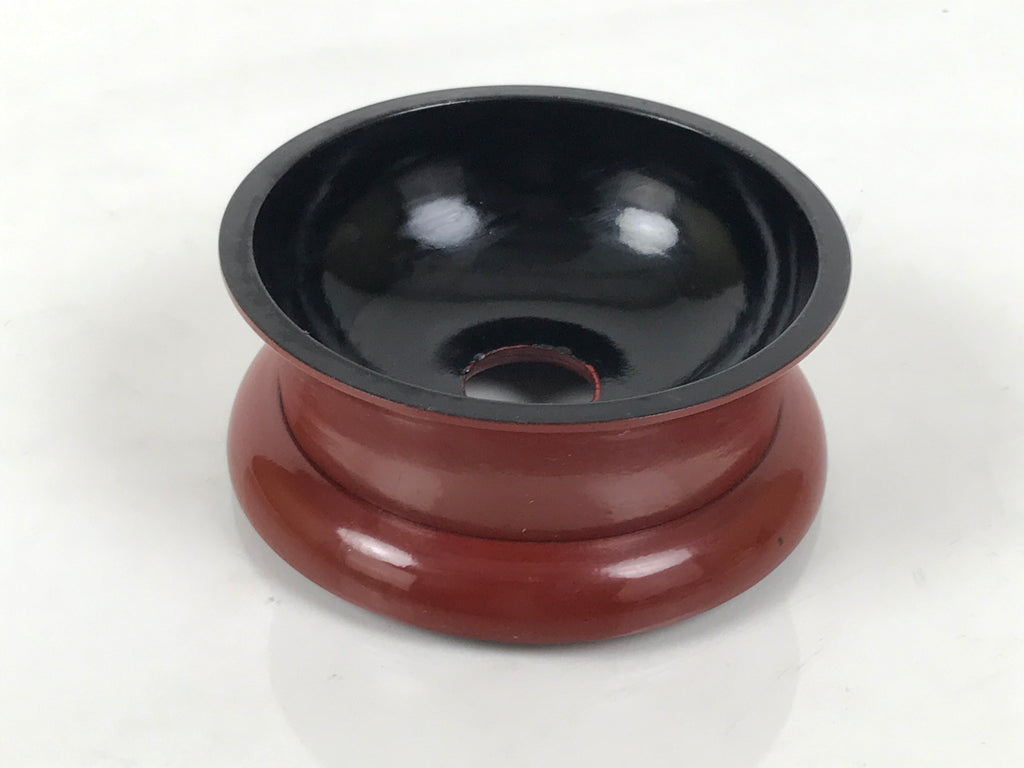 Japanese Buddhist Lacquered Wooden Orin Singing Bell Stand Vtg Red Round BA917