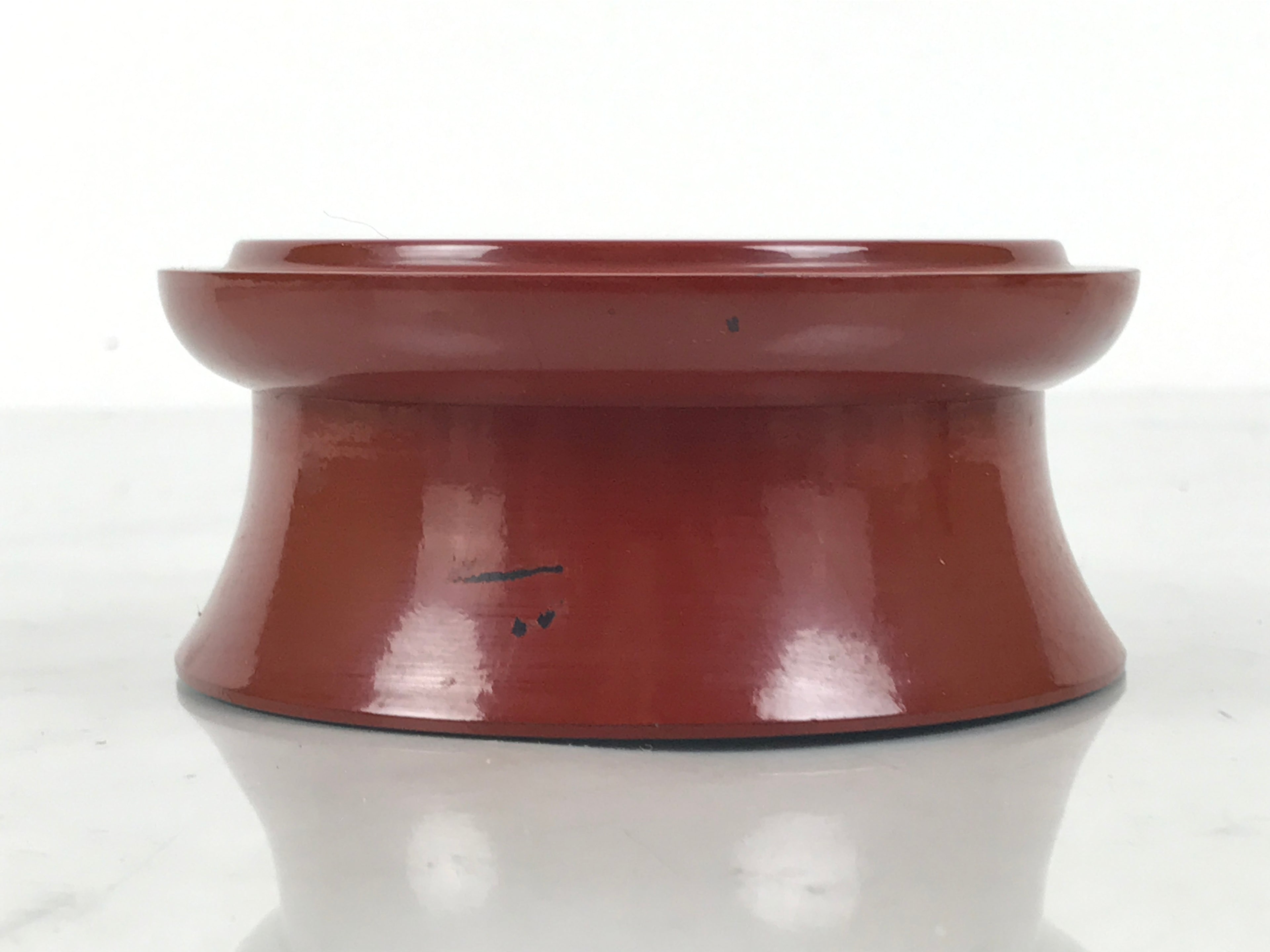 Japanese Buddhist Lacquered Wooden Orin Singing Bell Stand Vtg Red Round BA917