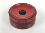 Japanese Buddhist Lacquered Wooden Orin Singing Bell Stand Vtg Red Round BA918