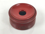 Japanese Buddhist Lacquered Wooden Orin Singing Bell Stand Vtg Red Round BA918