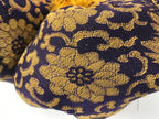 Japanese Buddhist Large Orin Bell Singing Bowl Fabric Pillow Purple Floral BA614