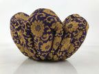 Japanese Buddhist Large Orin Bell Singing Bowl Fabric Pillow Purple Floral BA614