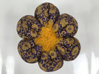 Japanese Buddhist Large Orin Bell Singing Bowl Fabric Pillow Purple Floral BA614