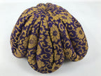 Japanese Buddhist Large Orin Bell Singing Bowl Fabric Pillow Purple Floral BA614