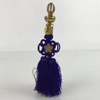 Japanese Buddhist Metal Prayer Handbell Kongorei Vtg Purple Tassel Silver BA345