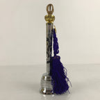 Japanese Buddhist Metal Prayer Handbell Kongorei Vtg Purple Tassel Silver BA345