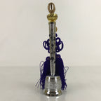 Japanese Buddhist Metal Prayer Handbell Kongorei Vtg Purple Tassel Silver BA345