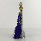 Japanese Buddhist Metal Prayer Handbell Kongorei Vtg Purple Tassel Silver BA345
