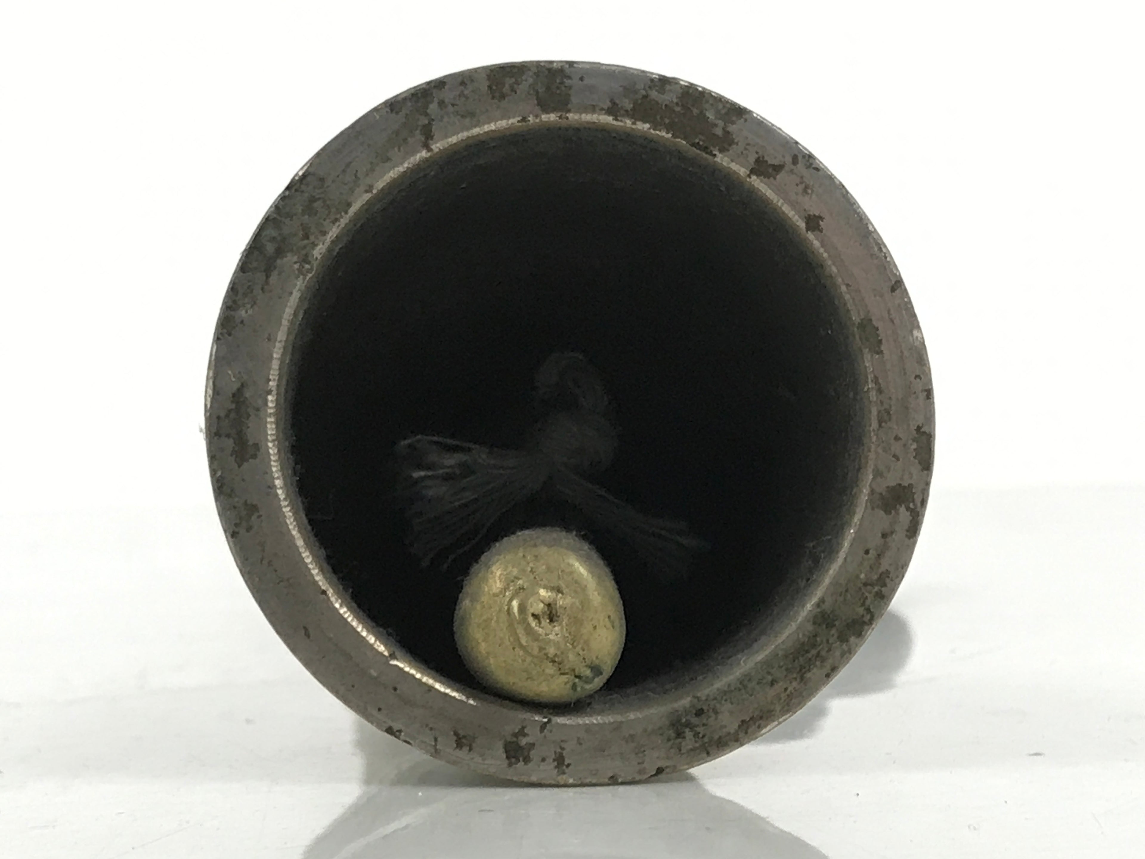 Japanese Buddhist Metal Prayer Handbell Kongorei Wood Incense Container BA619