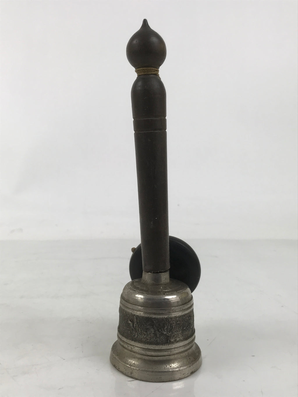 Japanese Buddhist Metal Prayer Handbell Kongorei Wood Incense Container BA619