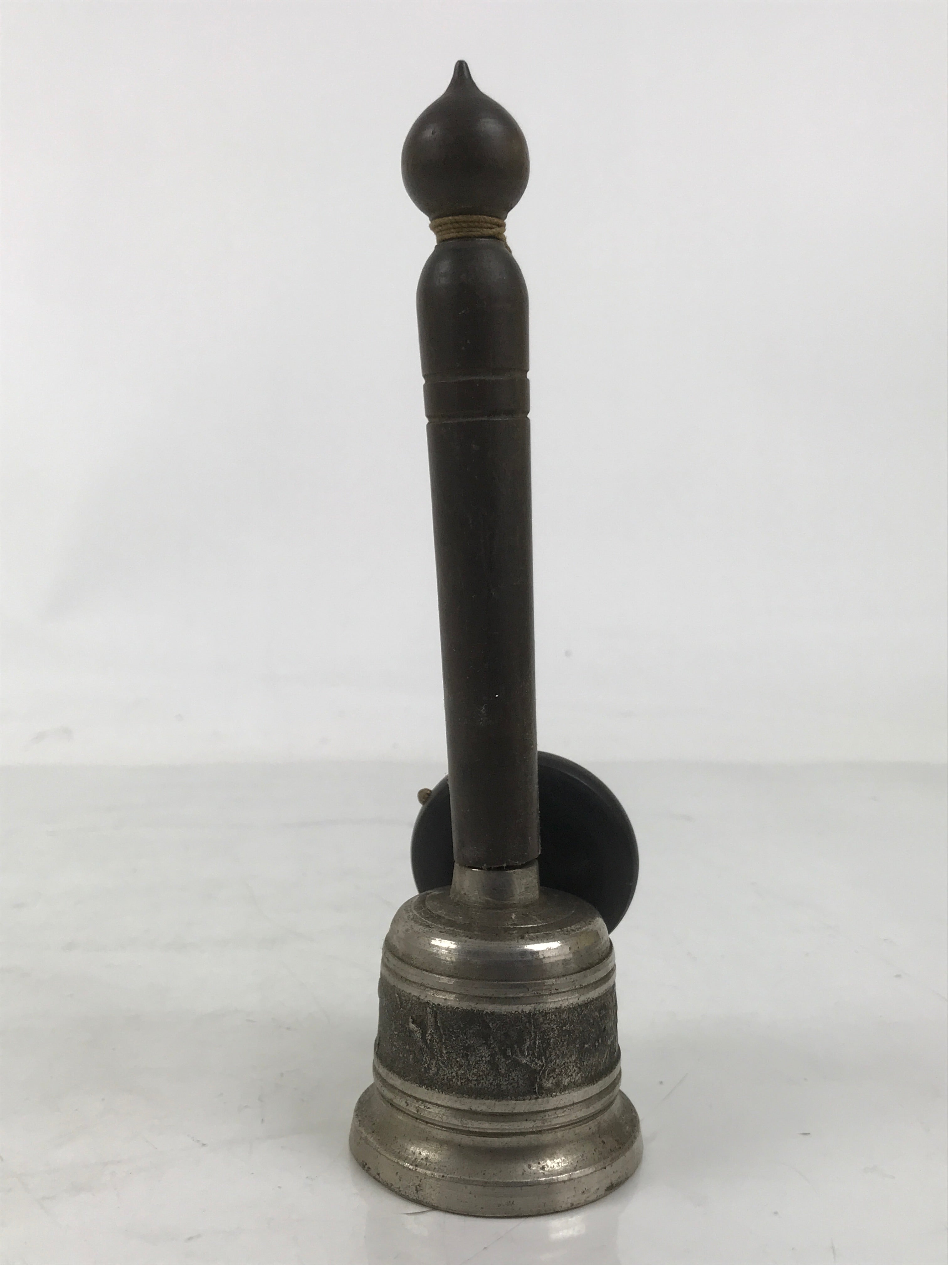 Japanese Buddhist Metal Prayer Handbell Kongorei Wood Incense Container BA619