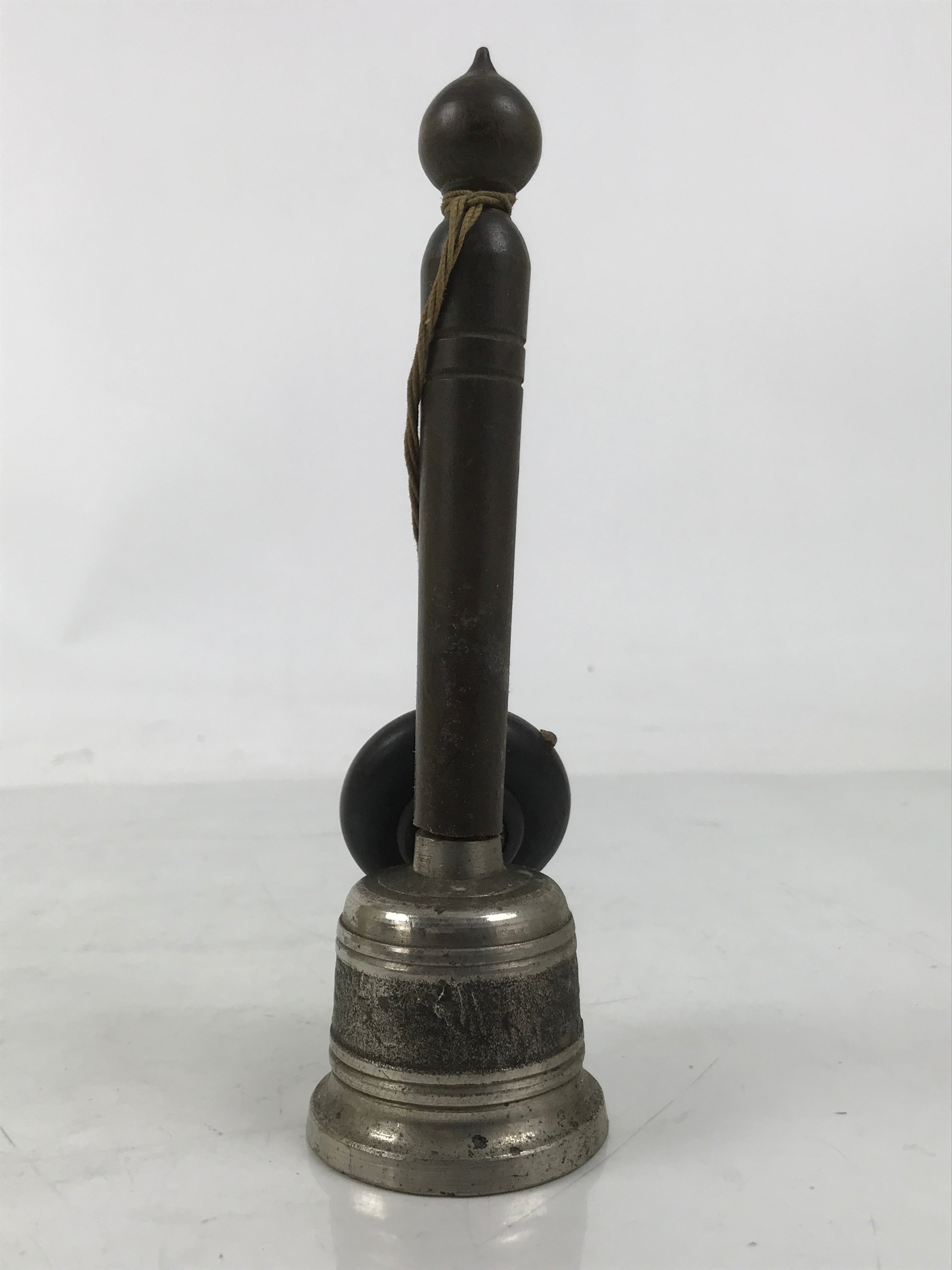Japanese Buddhist Metal Prayer Handbell Kongorei Wood Incense Container BA619