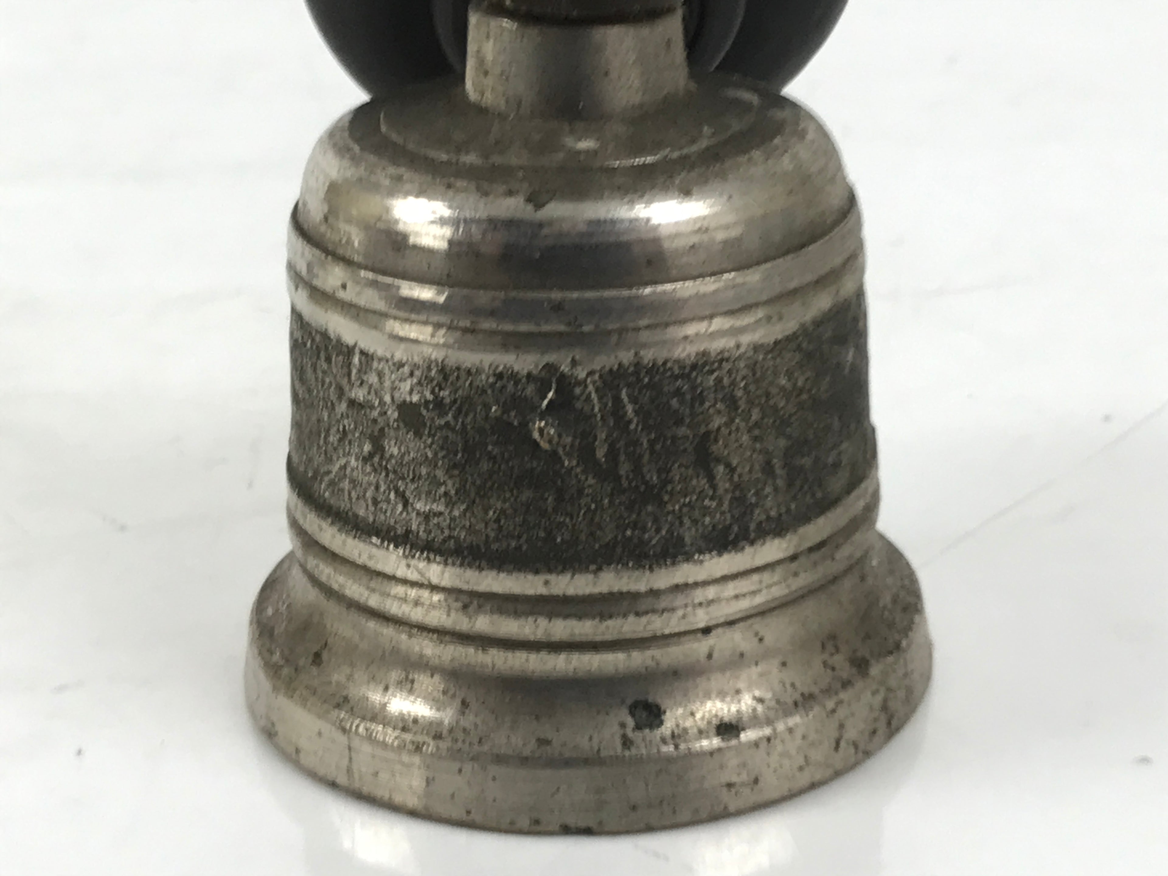 Japanese Buddhist Metal Prayer Handbell Kongorei Wood Incense Container BA619