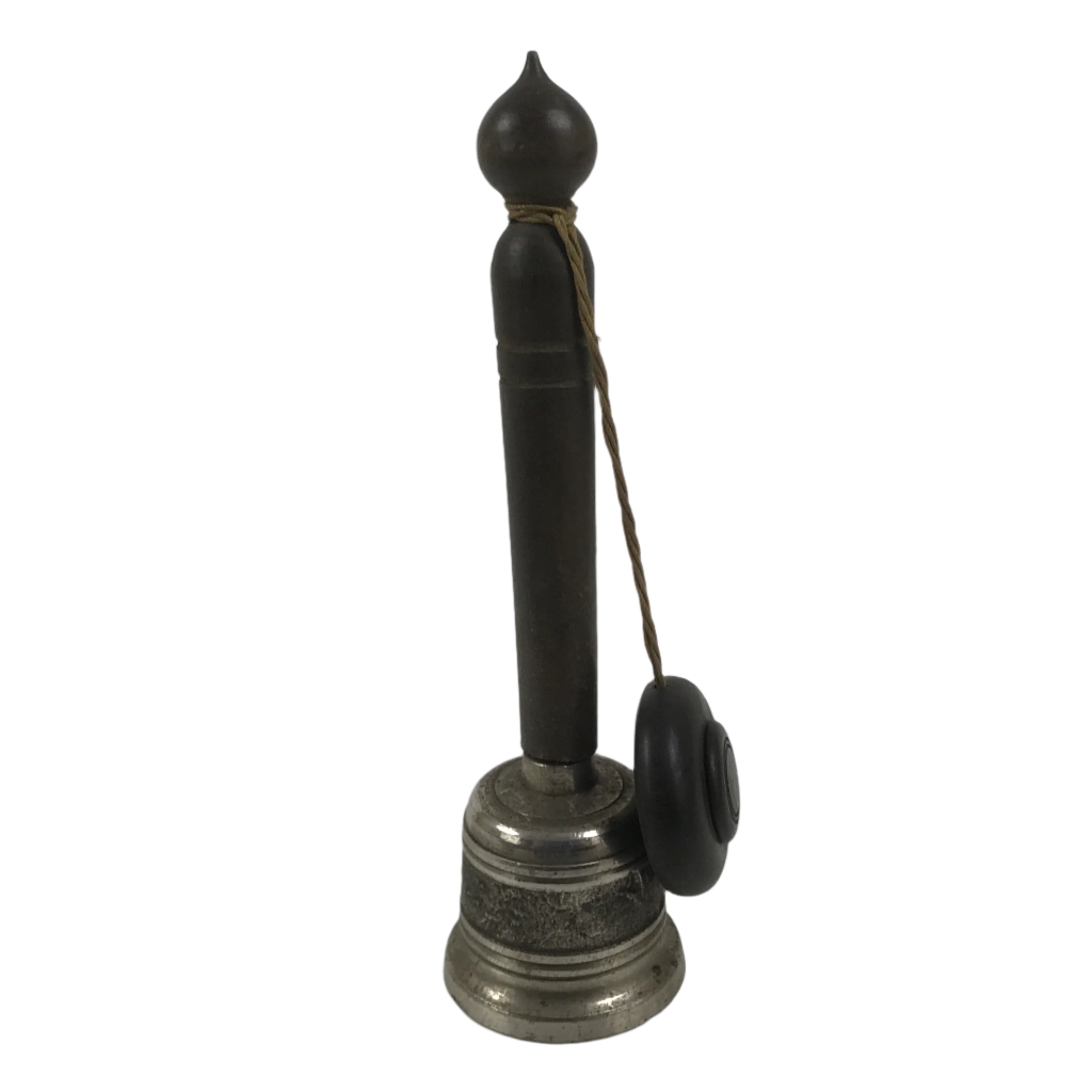 Japanese Buddhist Metal Prayer Handbell Kongorei Wood Incense Container BA619
