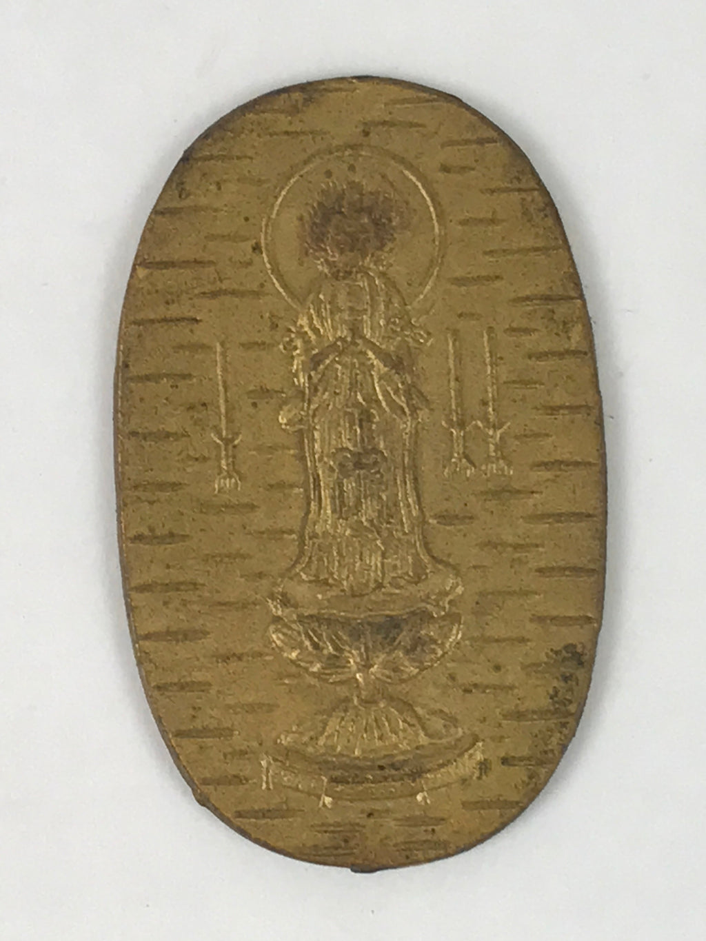 Japanese Buddhist Metal Statue Buddha Shaka Nyorai Altar Fiting Coin Brown BA550