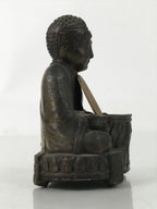Japanese Buddhist Metal Statue Buddha Shaka Nyorai Altar Fiting Coin Brown BA550