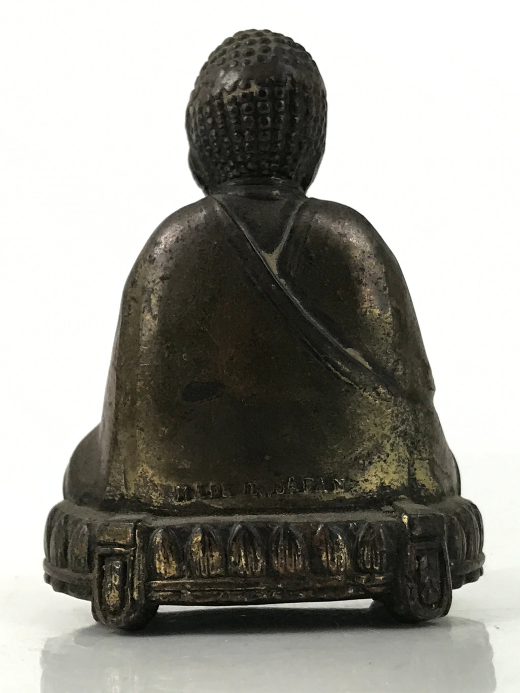 Japanese Buddhist Metal Statue Buddha Shaka Nyorai Altar Fiting Coin Brown BA550