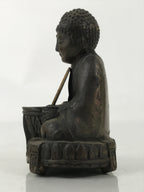 Japanese Buddhist Metal Statue Buddha Shaka Nyorai Altar Fiting Coin Brown BA550